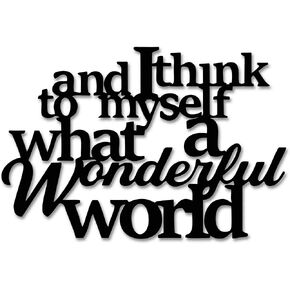 JEWLOVE Inspirational Metal Wall Decor - Quotes Wall Decor, What A Wonderful World Affirmation Wall Decor for Home, Motivational Wall Art for Office, Living Room, Bedroom - 14.6" X 9.8" in Kuwait