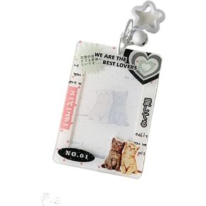 Sparkly Acrylic Card Sleeve Keychain, Transparent Photocard Holder with Star Buckle & Bell for Functional Bag Charm in Saudi Arabia