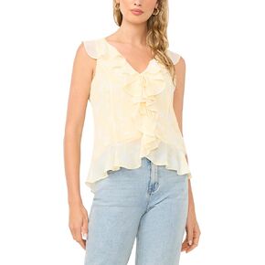 1.State Women's V-Neck Ruffle Sleeveless Blouse in Saudi Arabia