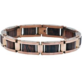 Blackjack Jewelry Men's Stainless Steel and Wood Link Bracelet in Saudi Arabia