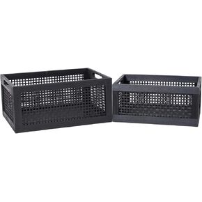 Wooden Storage Baskets,Black Woven Bamboo Basket Nesting Boxes with Built-in Handle for Pantry, Kitchen,Living Room,Shelves,Set of 2 in Saudi Arabia