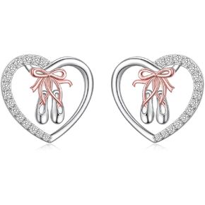 S925 Sterling Sliver Ballet Shoes Earrings Heart Dancer Earrings Jewelry Gifts for Women in Saudi Arabia