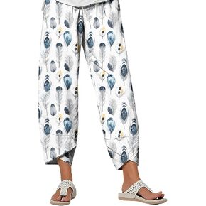 DMOYALA Summer Wide Leg Pants for Women 2026 Trendy Graphic Boho Pants Womens Casual Baggy Elastic Waist Lounge Trousers in Saudi Arabia