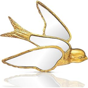 Decorative Golden Bird Wall Mirror, Small Vintage Mirrors for Wall Art Decor Perfect for Victorian and European Themed Homes Living Room Bedroom Creative Home Decoration (8.5 × 6.9 inches) in Saudi Arabia