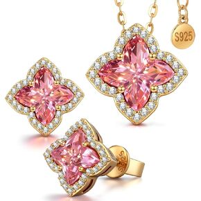 Moissa 925 Sterling Silver Four-Leaf Clover Earring & Necklace Set in Saudi Arabia