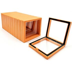 12 PCS Dual-Color Packaging Box 3D Floating Frame Display Stand, Color-Matching Packaging Display Box, Transparent Window Jewelry Case, PE Film Anti-Oxidation Storage Case. (Black+Pink) in Saudi Arabia
