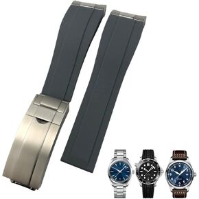 20mm Rubber Watchband for Omega Seamaster 300 AT150 Metal Link Rubber Watchband Curved End Sport Strap in Saudi Arabia