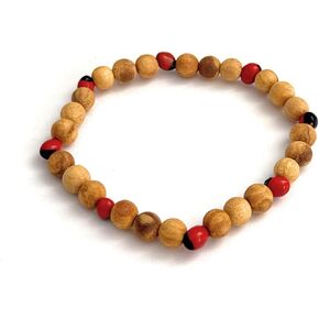 Palo Santo Wood Bracelet 6mm with Huayruro Seeds – Handmade Bursera Graveolens Beaded Jewelry – Artisan Style from Peru in Saudi Arabia