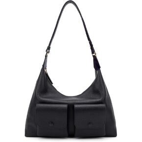 ELLE Full-Grain Leather Shoulder Bag Large Hobo Handbag Adjustable Strap | 2 Front Pockets in Saudi Arabia