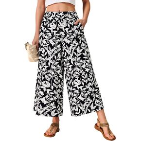 beroy Womens Wide Leg Palazzo Pants Casual Elastic High Waisted Flowy Pants with Pockets in Saudi Arabia