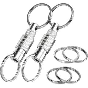 Aluminum Quick Release Swivel Keychain, Pull Apart Detachable Retractable Keychain Practical Car Key Holder with 4 Key Rings in Saudi Arabia