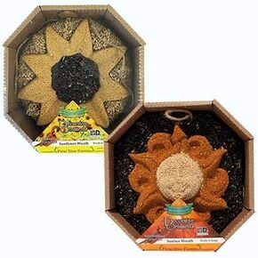 Pine Tree Farms Seed Wreath Set – 2-Pack Bird Seed Wreaths with Sun Face & Sunflower Designs – Natural Millet & Sunflower Seed Mixes, Rope Loops for Hanging, Perfect Outdoor Bird Feeding Décor in Saudi Arabia