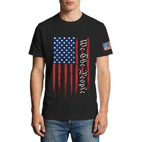Mens USA Shirt American Flag T-Shirt 4th of July Short Sleeve America Patriotic Tee Tops in Saudi Arabia