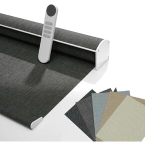Boolegon Motorized Roller Blinds - 100% Blackout Smart Electric Shades with Remote, Compatible with Alexa/Google Home/HomeKit via Hub, Easy Install for Home Office, Black, Custom Size. in Saudi Arabia