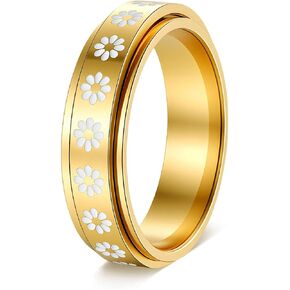 Tanyoyo Daisy Fidget Ring for Anxiety Relief - 18K Gold Plated Spinner Band for Stress Relief,Stainless Steel Statement Flower Ring for Women,Thoughtful Gift for Birthday Valentine's Day,Size 6-10 in Saudi Arabia