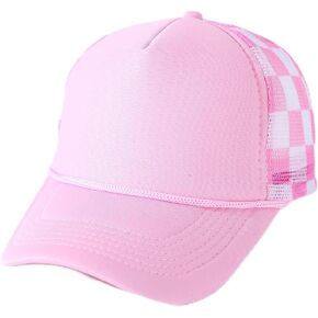 Mesh Checkered Print Baseball Cap for Men and Women, Trucker Hat in Kuwait