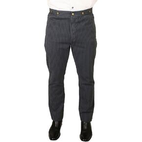 Historical Emporium Men's High Waist Edgar Striped Cotton Trousers, Victorian Western Pants with Suspender Buttons in Saudi Arabia