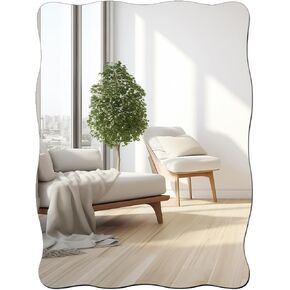 Round Wavy Mirror for Wall Decor, 12 inch Acrylic Circle Scalloped Wall Mirror with Film, 2mm Frameless Mirror for Bathroom Bedroom Living Room Entryway Home Decor (1, Rectangle) in Saudi Arabia