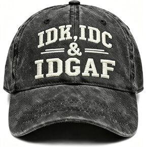 قبعة بيسبول مطرزة من IDK IDC & IDGAF - قبعة بيسبول قطنية قابلة للتنفس قابلة للتعديل للرجال والنساء، قبعة أبي عادية للارتداء الخارجي واليومي باللون الأسود in Kuwait
