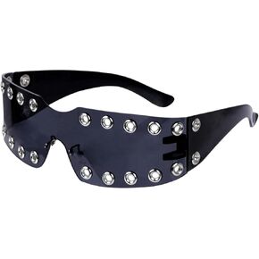 Nydotd Y2K Wrap Around Sunglasses for Women Men Fashion Trendy Sun Glasses Futuristic Cyberpun Eyewear Rave Shades in Saudi Arabia