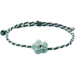 Handmade Natural Jade Flower Charm String Bracelet, Good Luck Green Jade Bracelet, Abundance Wealth Symbol Jade Bracelet For Women, Adjustable Lucky Healing Crystal Stone Jewelry, Includes Gift Box in Saudi Arabia