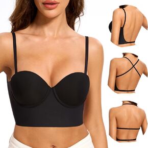 Low Back Bras for Women-Balconette Lightly Lined Seamless Invisible Backless Bra-Underwire Low Cut Multiway Halter Bras in Saudi Arabia