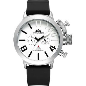 Men’s Oversized Mechanical Watch, Automatic/Hand-Wind, Luminous Big Dial, Day & Date Sub-Dials, Daily Water Resistant, Silicone Strap in Saudi Arabia