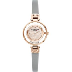 VICTORIA HYDE Small Dial Women Watch, Gray Leather Watches for Women in Saudi Arabia
