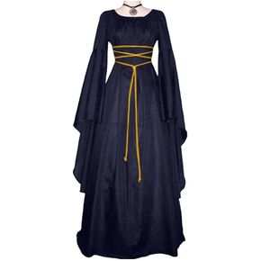 Women’s Medieval Gothic Renaissance Queen Cosplay Dress with Square Neckline and Long Trumpet Sleeves(L Red wine) in Saudi Arabia