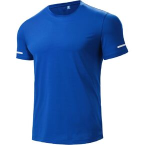Mens Workout Shirts Quick Dry Moisture Wicking,4 Way Stretch Athletic Gym Training Running Tee with Reflective Strips in Saudi Arabia