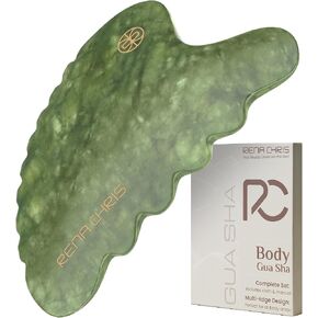 Rena Chris Body Gua Sha Tools, Natural Xiuyan Jade Guasha Tool, Manual Massage Sticks for Jawline Sculpting and Puffiness Reducing, Whole Body Skin Care Massager (Green) in Saudi Arabia