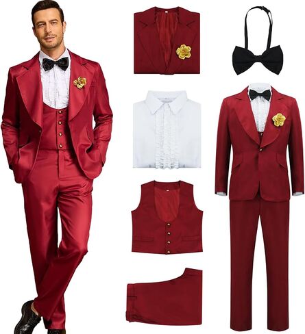 Betelgeuse Costume Mens Wedding Costume Red Wedding Suits Halloween Beetle Movie Cosplay Uniform Outfits Blazer Set in Saudi Arabia