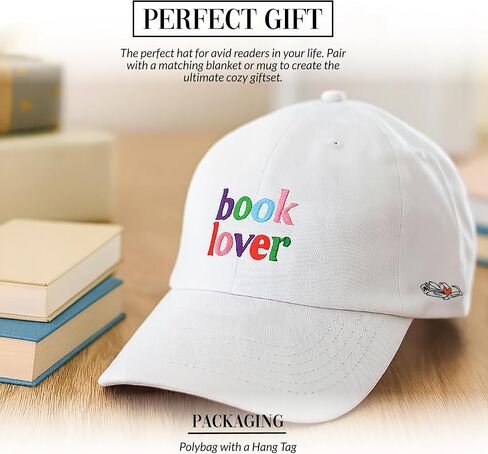 شركة Pavilion Gift - عاشق الكتب - قبعة بيضاء قابلة للتعديل لقراءة الكتب وقارئ الكتب وملابس الموضة in Kuwait