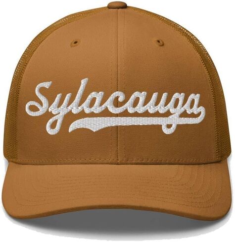 Sylacauga Hat Sylacauga Trucker Hat Baseball Script Embroidered Cap Vintage Sports Mesh Swoosh Gift Souvenir Headwear AL in Kuwait