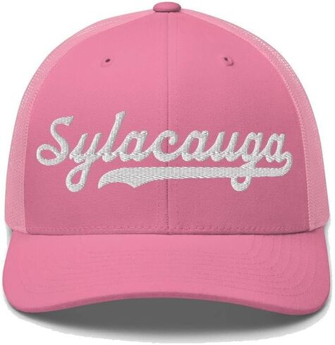 Sylacauga Hat Sylacauga Trucker Hat Baseball Script Embroidered Cap Vintage Sports Mesh Swoosh Gift Souvenir Headwear AL in Kuwait