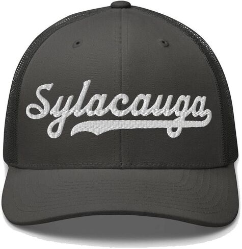 Sylacauga Hat Sylacauga Trucker Hat Baseball Script Embroidered Cap Vintage Sports Mesh Swoosh Gift Souvenir Headwear AL in Kuwait