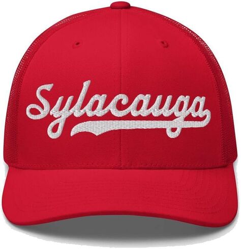 Sylacauga Hat Sylacauga Trucker Hat Baseball Script Embroidered Cap Vintage Sports Mesh Swoosh Gift Souvenir Headwear AL in Kuwait