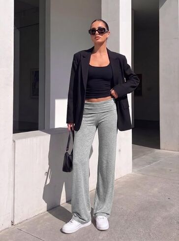 ONLYSTORY سروال يوجا قابل للطي للنساء Y2K سروال يوجا قابل للتمدد منخفض الارتفاع كاجوال للارتداء اليومي in Kuwait