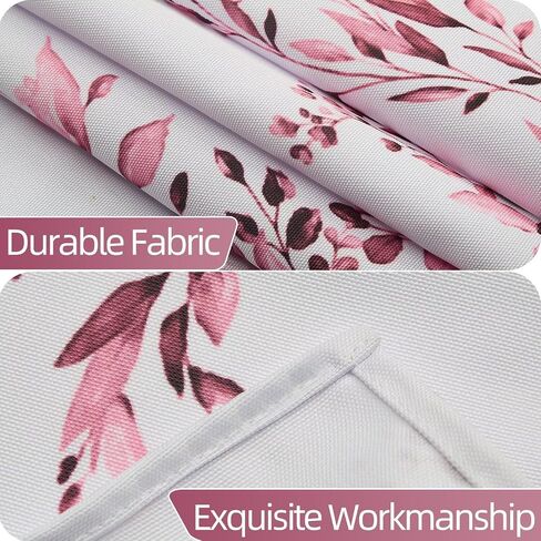 Pink Eucalyptus Valances for Windows, Leaves Floral Short Kitchen Curtains Watercolor Leaf Small Window Treatments for Living Room Bedroom Bathroom 2Panels 52x18inches in Saudi Arabia