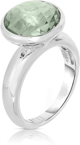 925 Sterling Silver Genuine Green Amethyst 10ct Round Statement Ring. Size 7 in Kuwait