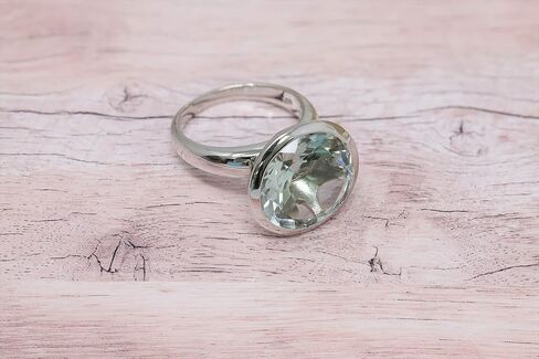 925 Sterling Silver Genuine Green Amethyst 10ct Round Statement Ring. Size 7 in Kuwait