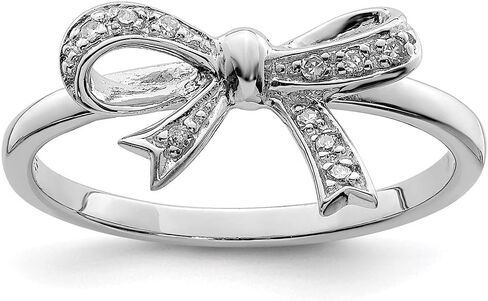 925 Sterling Silver Diamond Bow Ring (0.05ct) in Kuwait
