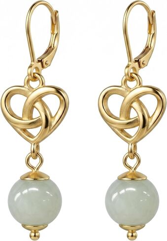 Jade Earrings S925 Sterling Silver Celtic Knot Drop Dangle Jade Earrings Elegant Jewelry Gifts for Women Mom Wife in Saudi Arabia