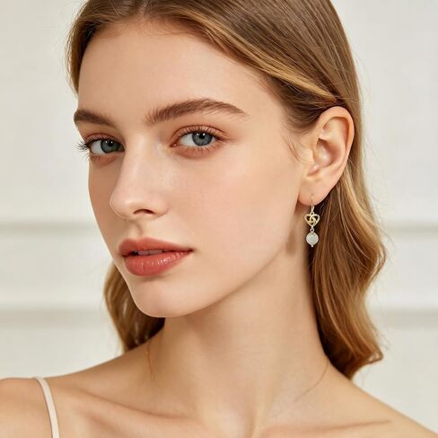 Jade Earrings S925 Sterling Silver Celtic Knot Drop Dangle Jade Earrings Elegant Jewelry Gifts for Women Mom Wife in Saudi Arabia
