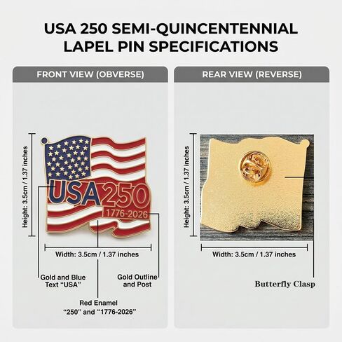 36PCS 250th Anniversary USA Pins 4th of July Independence Day Patriotic America Flag Lapel Enamel Buttons Jewelry Accessories Bulk in Saudi Arabia