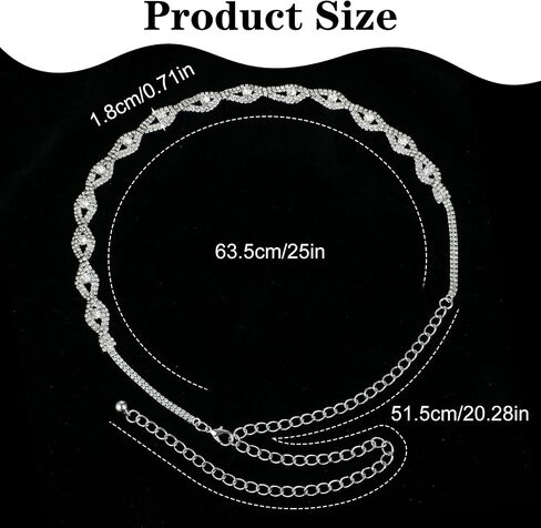 Women’s Rhinestone Chain Belt Sparkly Silver Waist Chain for Dresses Wedding Bridal & Evening Party Adjustable Crystal Belt in Saudi Arabia