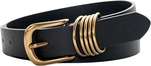 MJNUONE Women’s Snake Pattern Belt Retro Buckle Five Ring Casual Waist Belt for Skirts Shorts Dresses Fashion Gift in Saudi Arabia