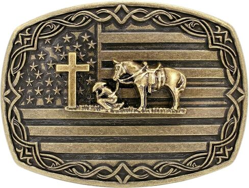 HUABOLA CALYN Western Belt Buckles Men, Cowboy Belt Buckles for Men Rodeo American Flag Belt Buckle in Saudi Arabia
