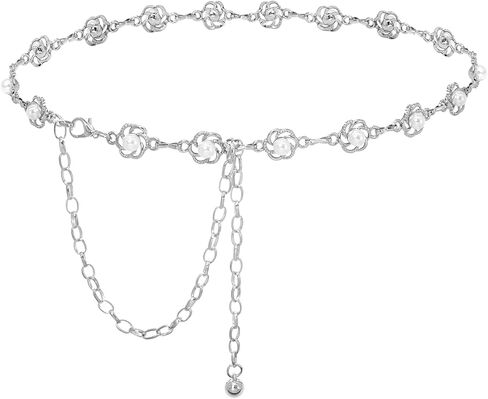 Women's Waist Chain Flower Metal Belt for Dresses Jeans in Saudi Arabia