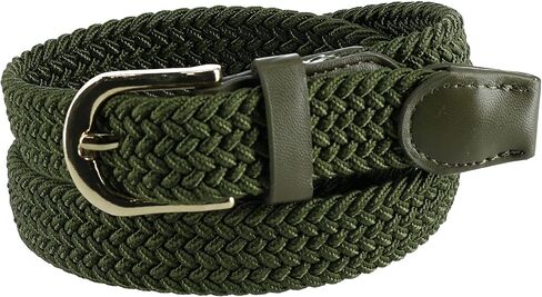 CTM Women's Elastic Braided Stretch Belt with Gold Buckle 1 Inch in Kuwait